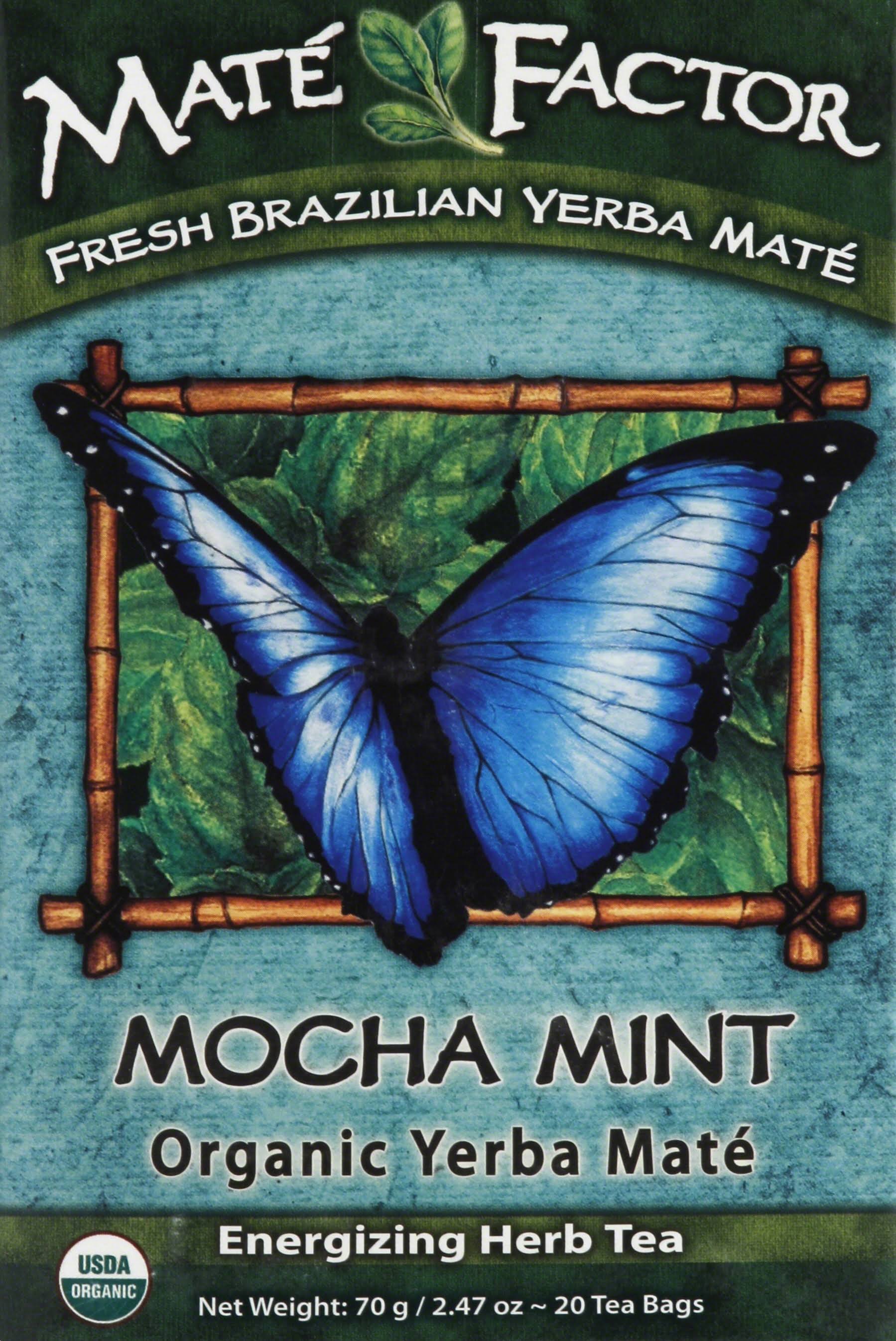The Mate Factor Yerba Mate Energising Herb Tea - Mocha Mint, 20 Tea Bag