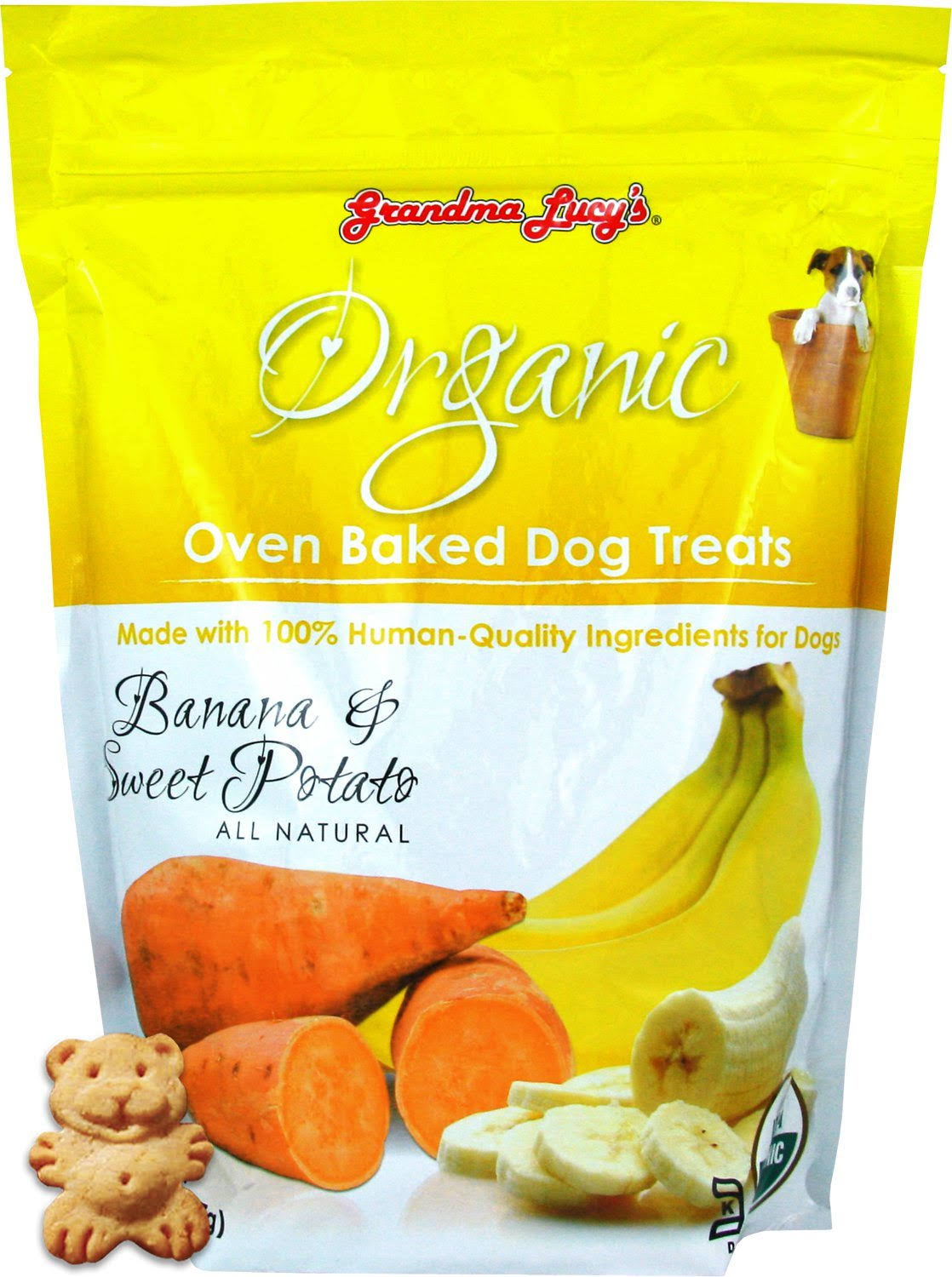 Grandma Lucy's Organic Baked Dog Treats - Banana & Sweet Potato, 14oz