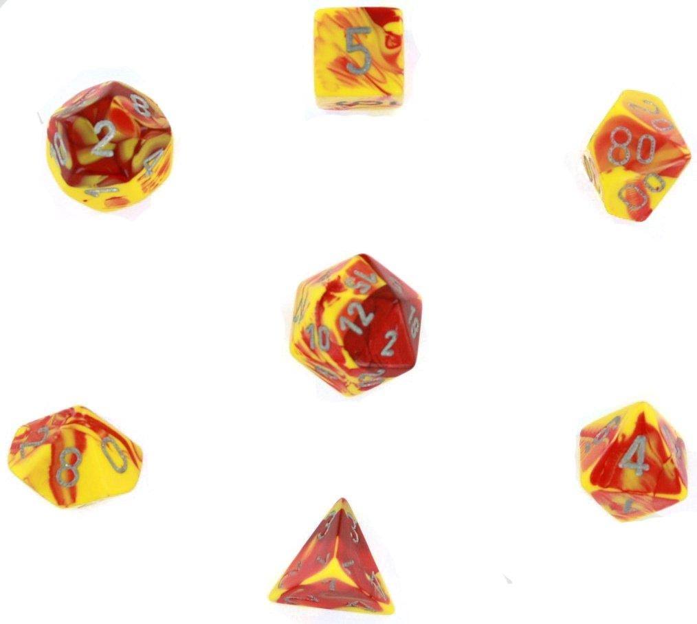 Chessex Gemini Poly 7 Dice Set: Red-yellow/silver