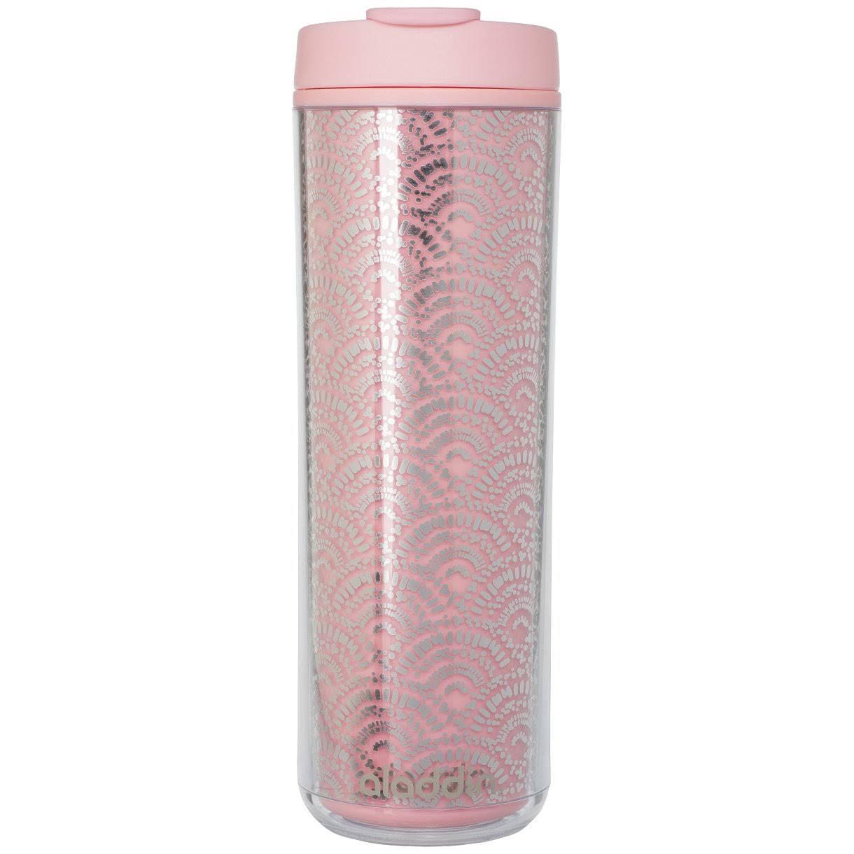 Pacific Market International 10-01918-066 16 oz Insulated Plastic Mug Light Pink