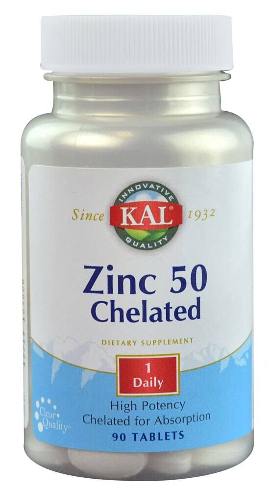 Kal Zinc 50 Chelated Dietary Supplement - 90 Tablets