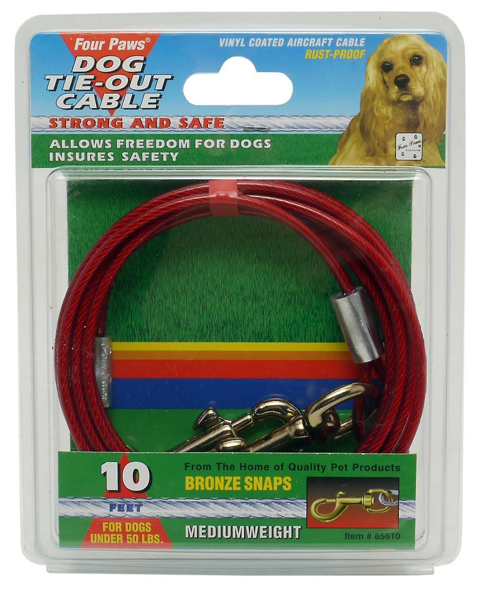 Four Paws - Medium Weight Tie Out Cable Red - 10 Foot Cable