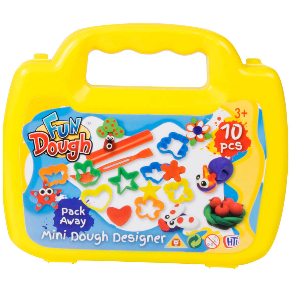 Fundough Play and Learn Mini Dough Doh Factory Case Toy Set - 10pcs
