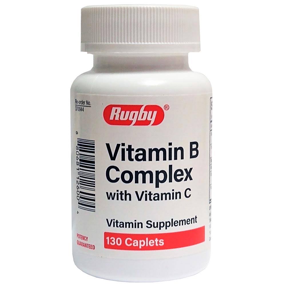 Rugby Vitamin B Complex with Vitamin C 130 Caplets, 1 Bottle Each, by Rugby