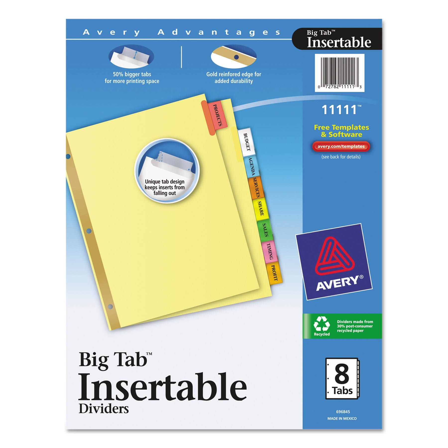 Avery Big Tab Insertable Dividers Buff Paper - 8 Multicolor Tabs, 1 Set