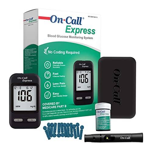 On Call Express G115-10D Blood Glucose Monitoring System Starter Kit - Black