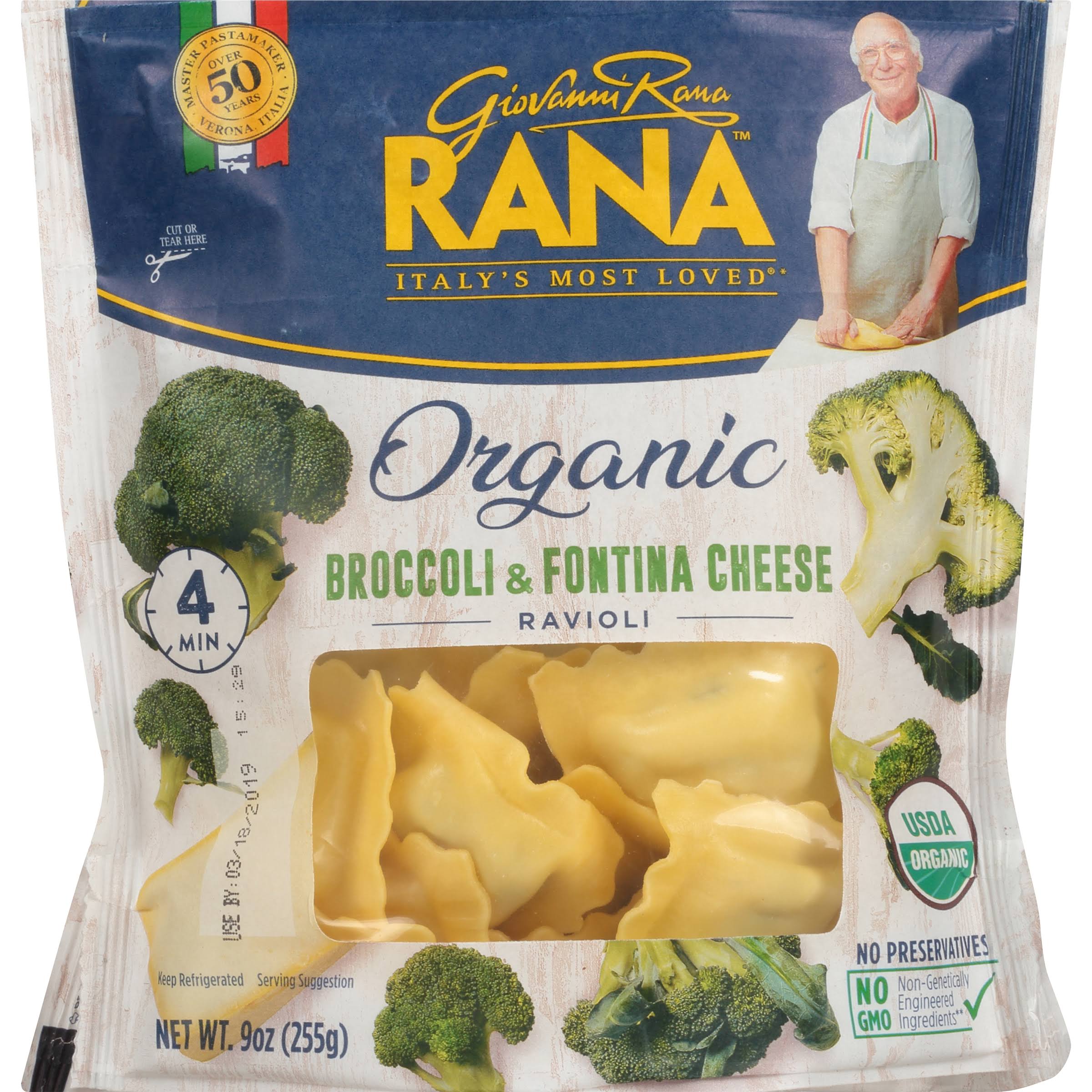 Rana Organic Ravioli, Broccoli & Fontina Cheese - 9 oz