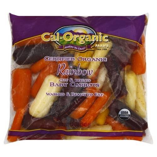 Cal Organic Farms Baby Carrots, Rainbow, Cut & Peeled - 12 oz