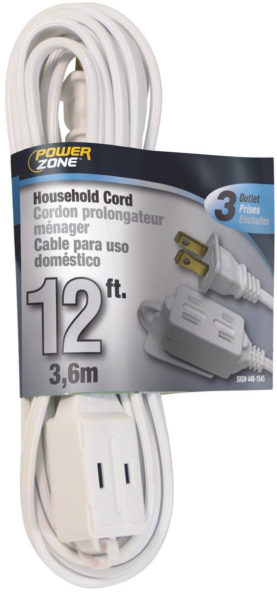 Power Zone OR660612 Extension Cord - 12 ft, White