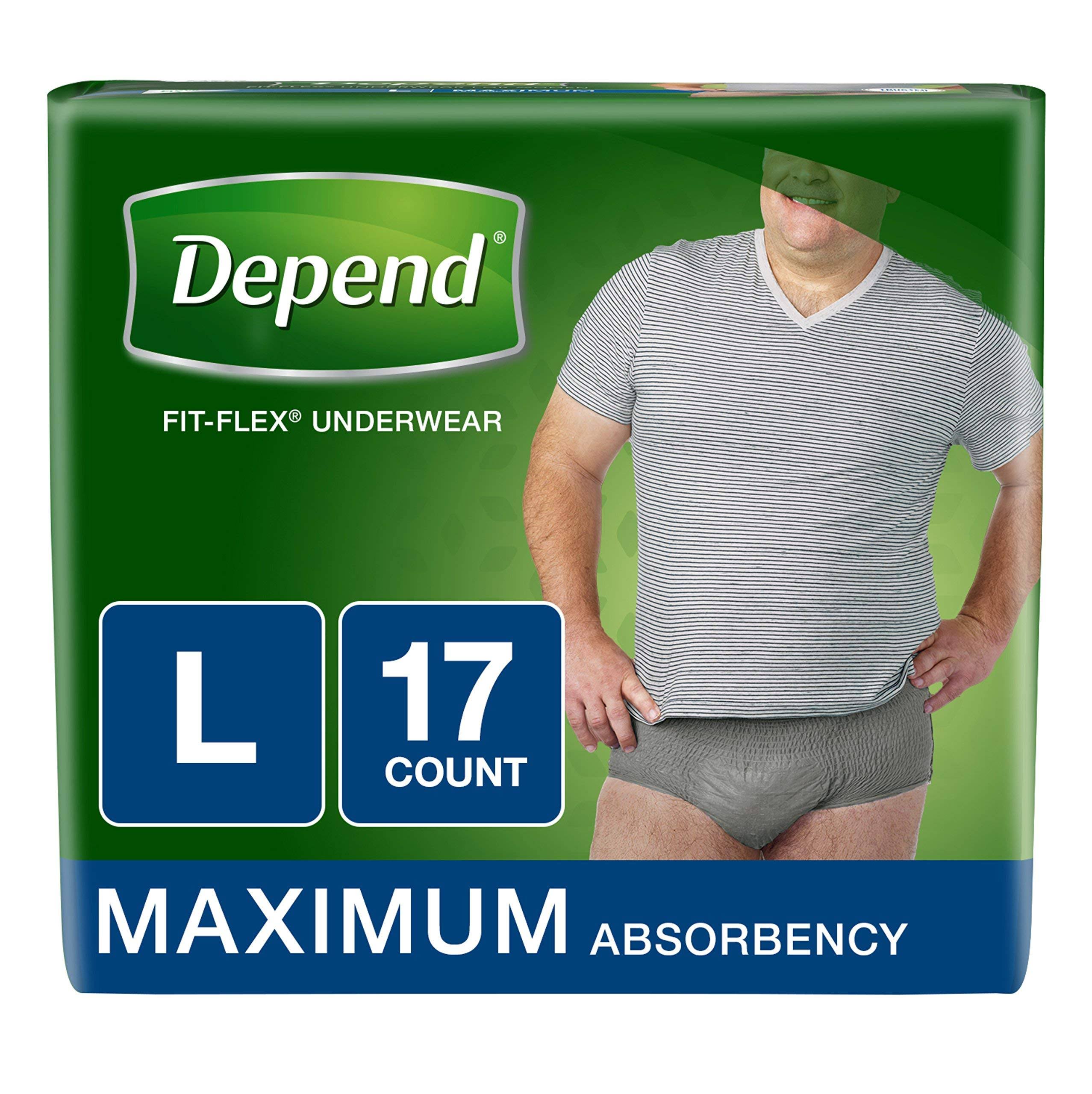Depend Fit Flex Men's Incontinence Underwear - Large, 17ct