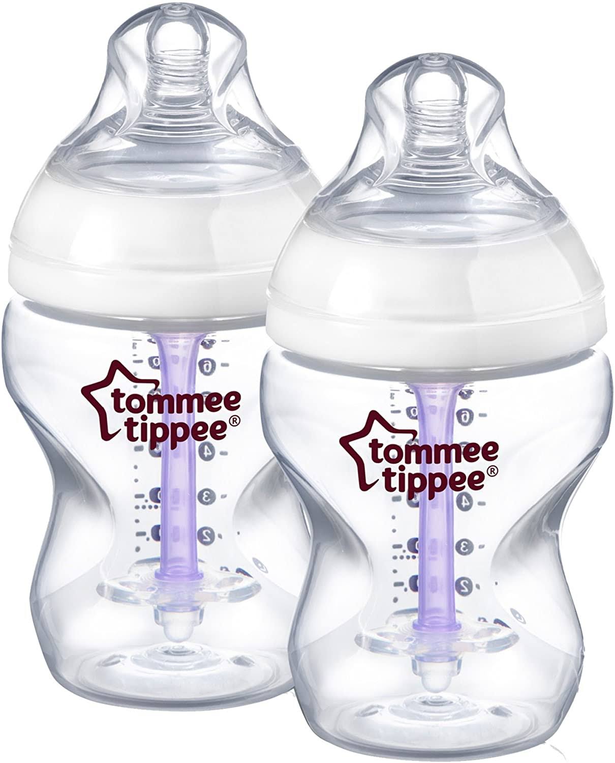 Tommee Tippee Closer to Nature Combat Colic Advanced Comfort Bottles - Slow Flow, 0m+, 260ml