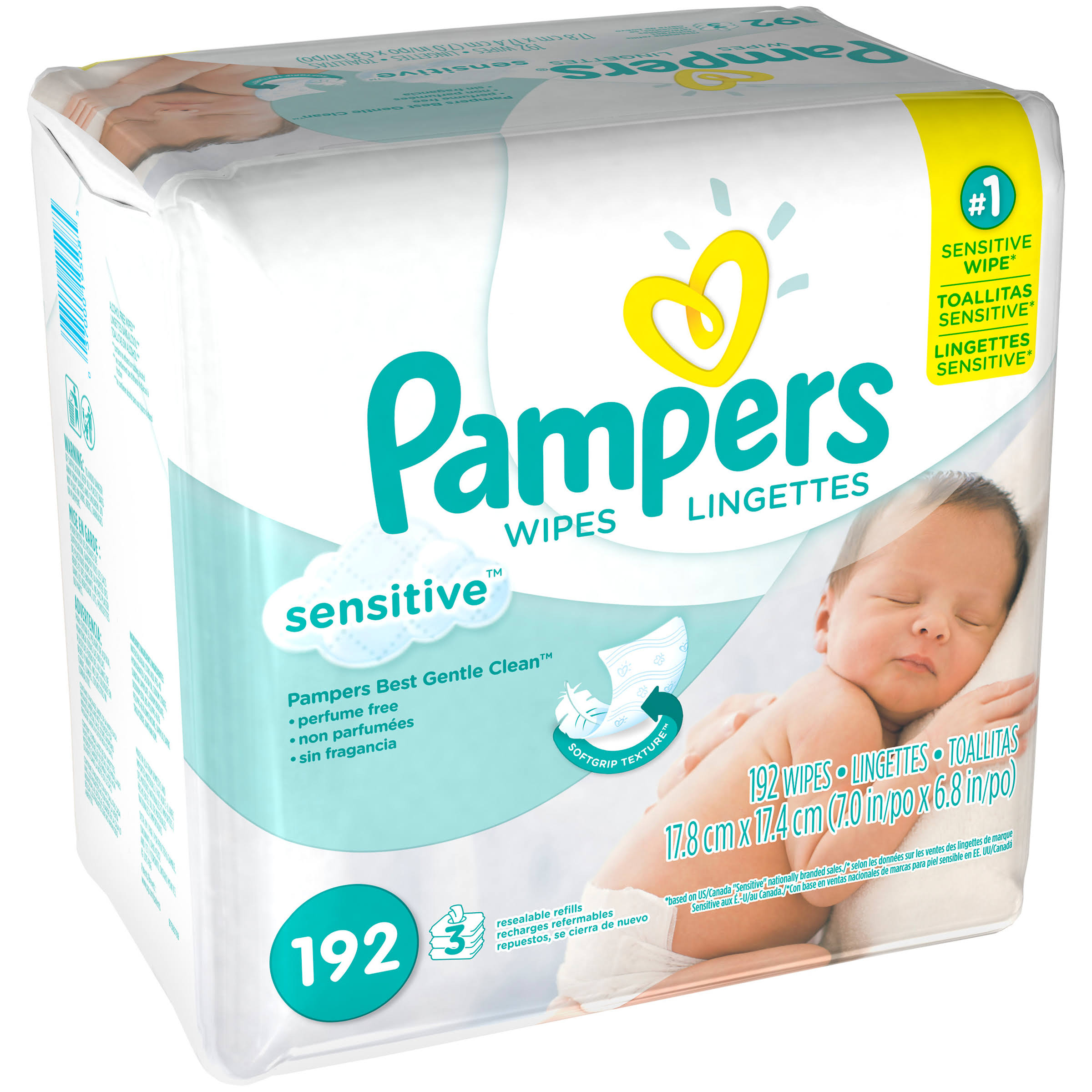 Pampers Sensitive Wipes - 192 Pack
