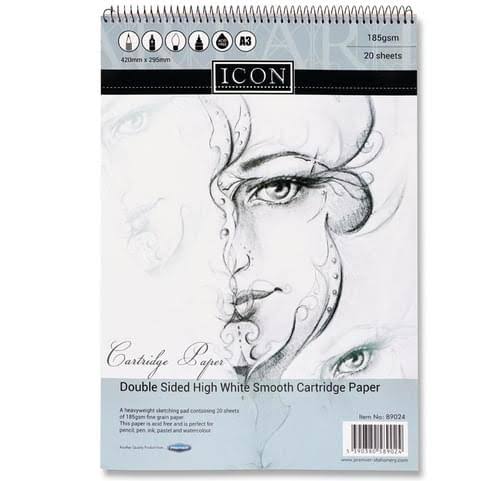 ICON A3 185gsm SPIRAL SKETCH PAD 20 SHEETS