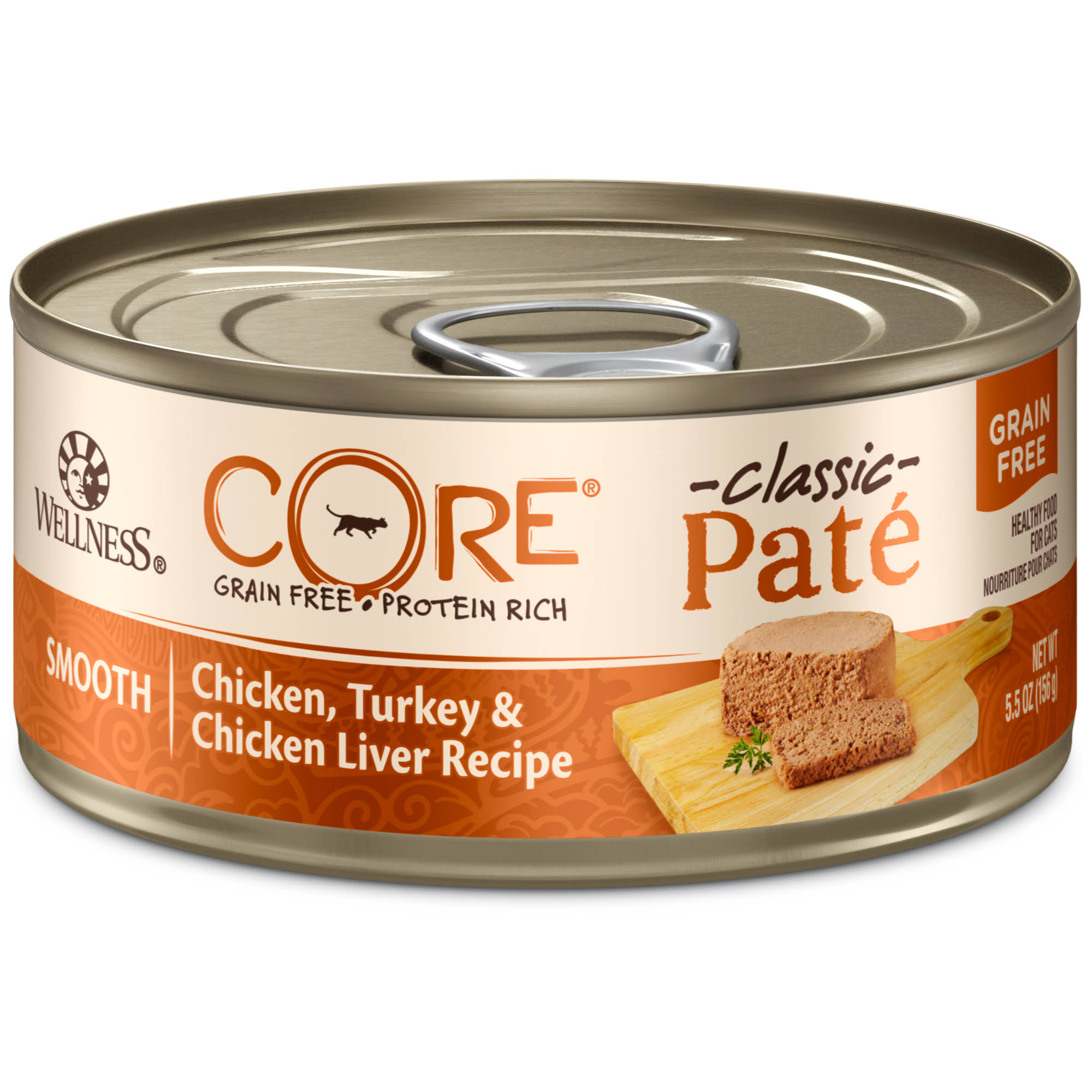 Wellness Grain-Free Canned Cat Food Core - Chicken/Turkey/Chicken Liver Formula, 5.5oz