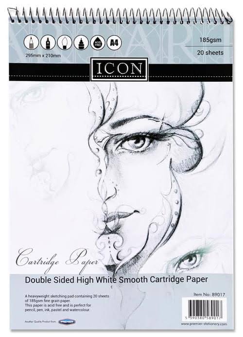 ICON A4 185gsm SPIRAL SKETCH PAD 20 SHEETS