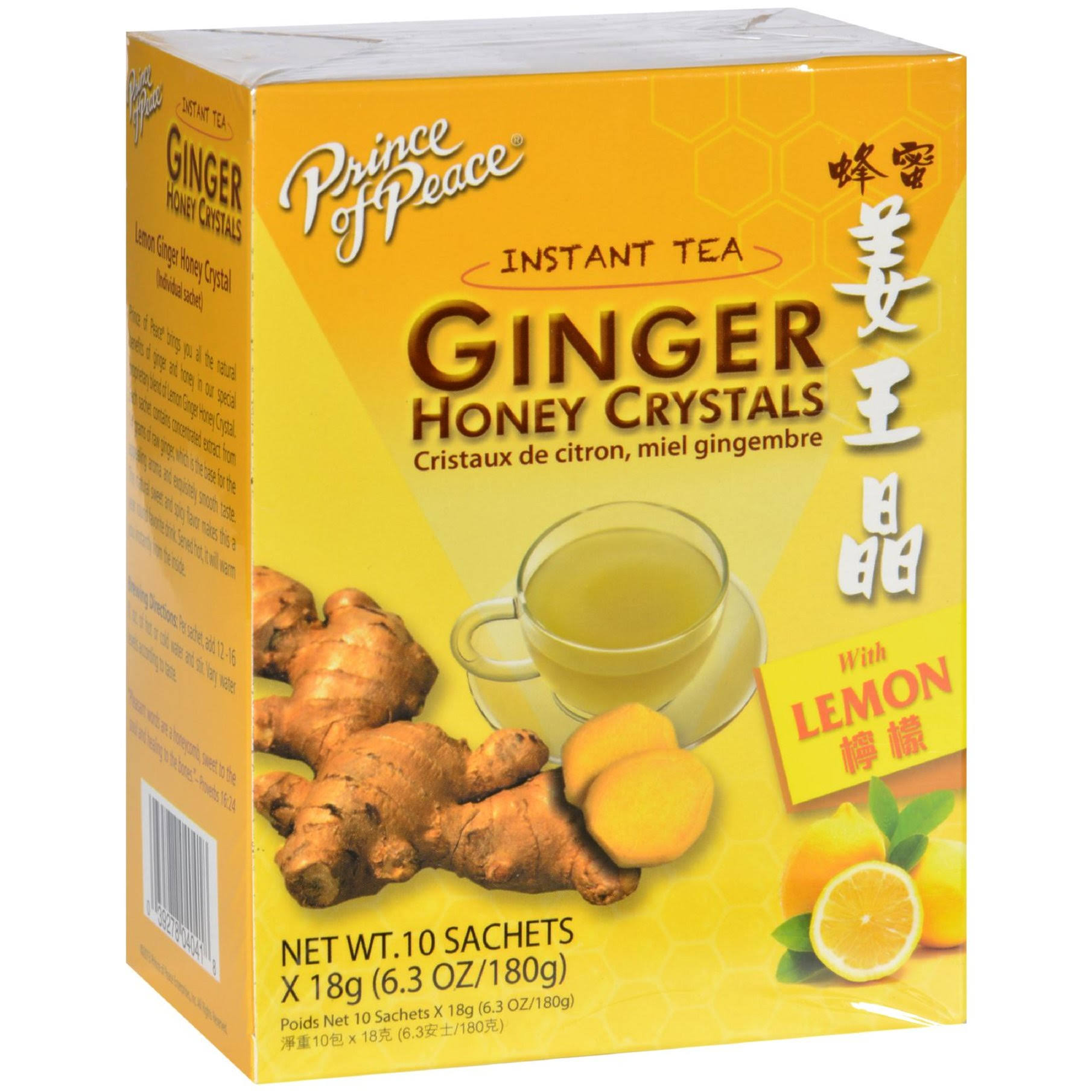 Prince Of Peace Ginger Honey Crystals with Lemon Instant Tea - 10 sachets