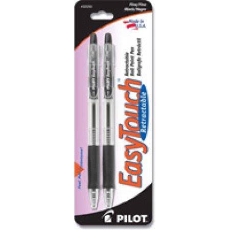 Pilot EasyTouch Retractable Ball Point Pens - Black Ink, Fine Point, 2-Pack