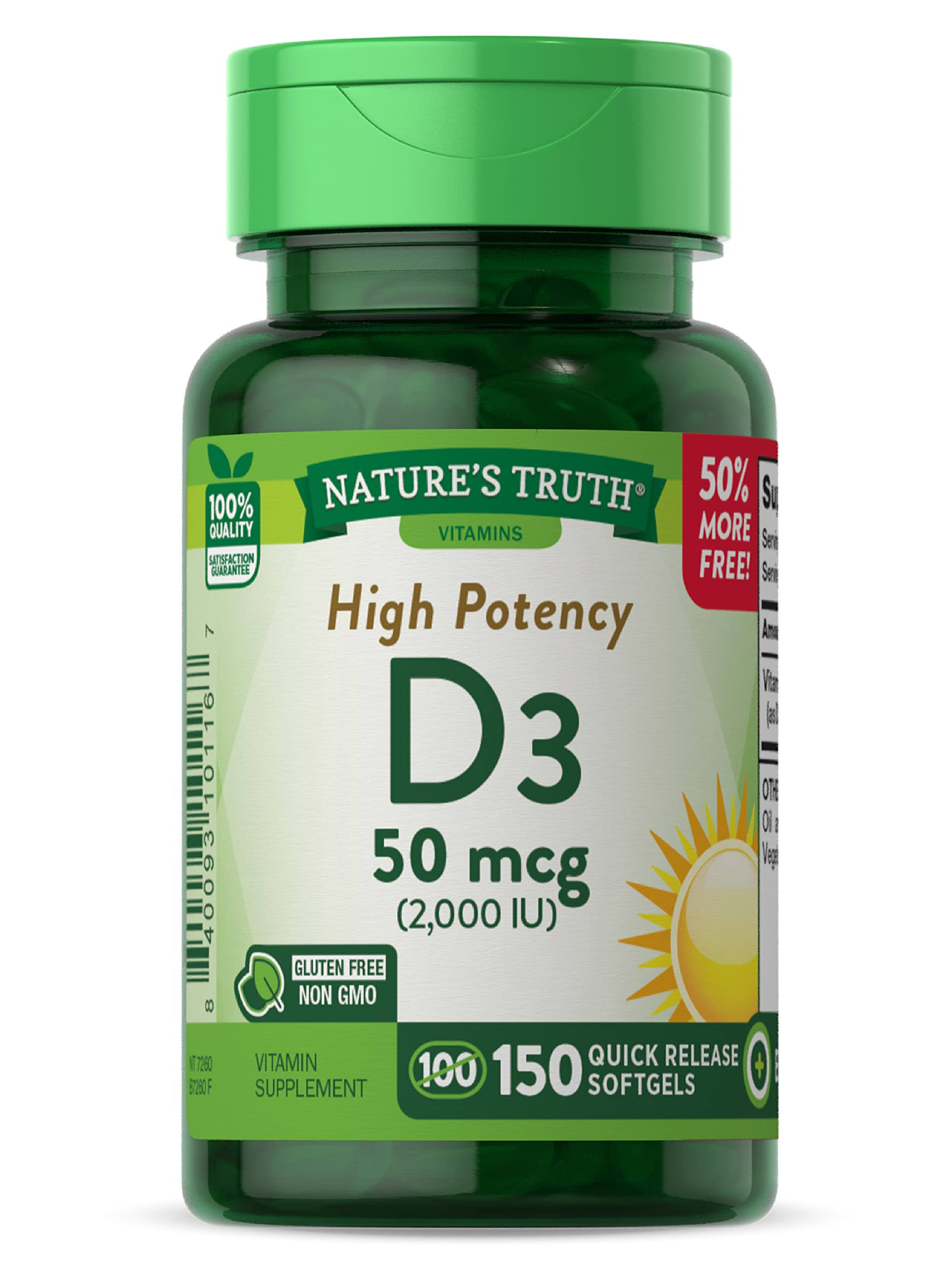 Nature's Truth High Potency Vitamin D3 Softgels - 150ct