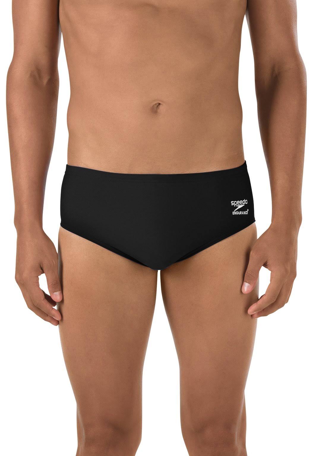 Speedo Men's Endurance+ Solid Brief Swimsuit - Black, SIze 38