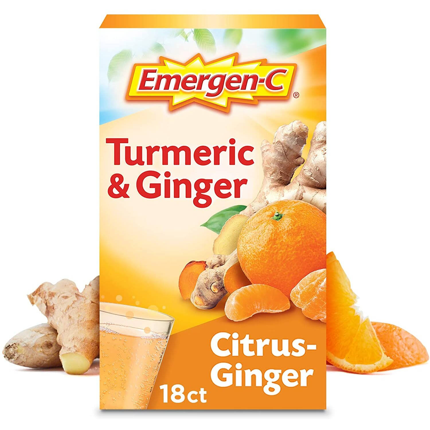 Emergen-C Citrus-Ginger Fizzy Drink Mix Turmeric and Ginger Immune SUP