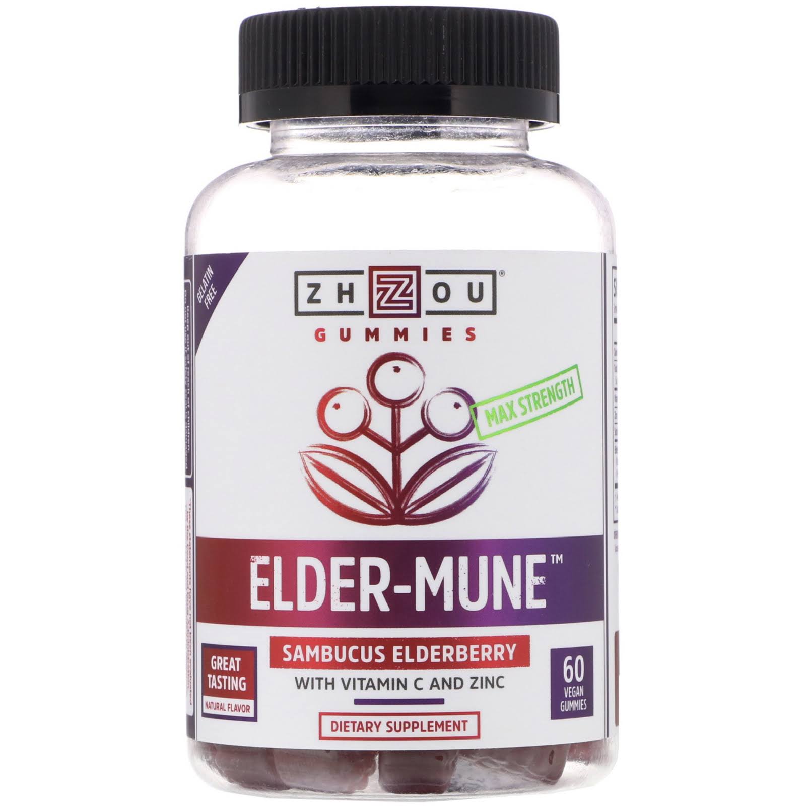 Zhou Nutrition - Elder-Mune Elderberry Gummies - 60 Vegan Gummies