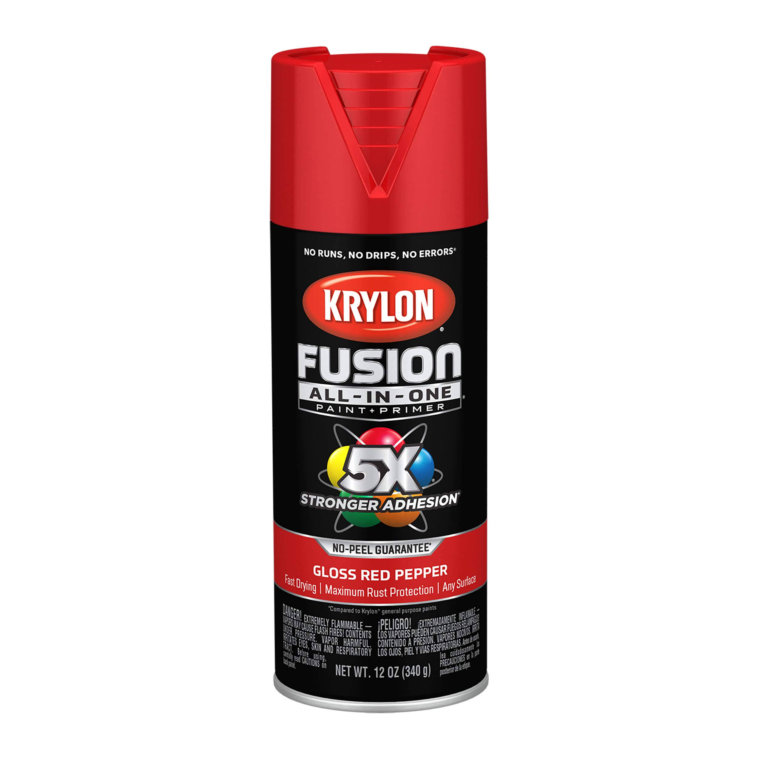 Krylon K02720007 Fusion All-In-One Spray Paint for Indoor/Outdoor Use, Gloss Red Pepper