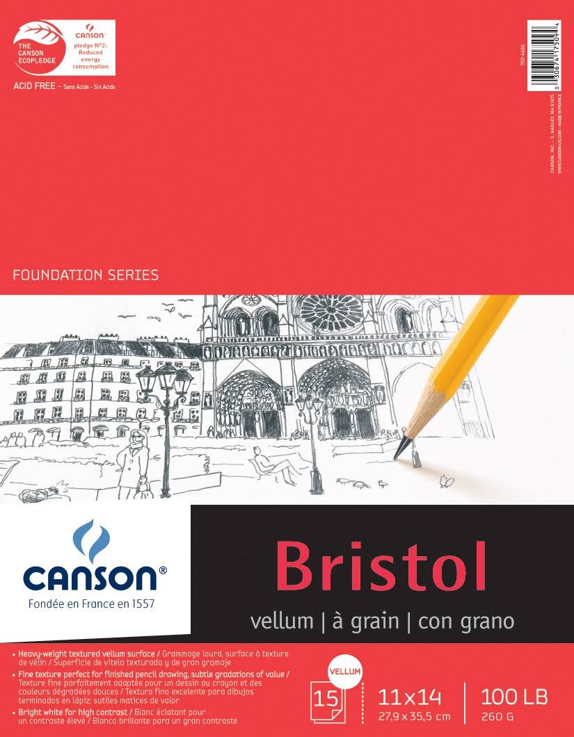 Canson C100511018 11" x 14" Foundation Bristol Sheet Pad, Price/PD