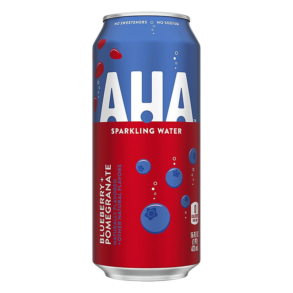 Aha Sparkling Water, Blueberry + Pomegranate - 16 fl oz