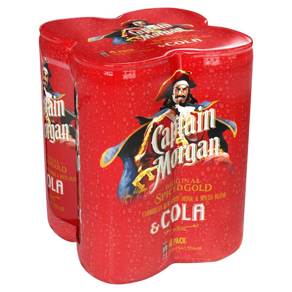 Captain Morgan Spiced Rum and Cola - 4 Pack