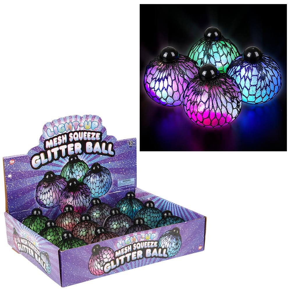 The Toy Network 3" Light-Up Mesh Ssqueeze Glitter Ball